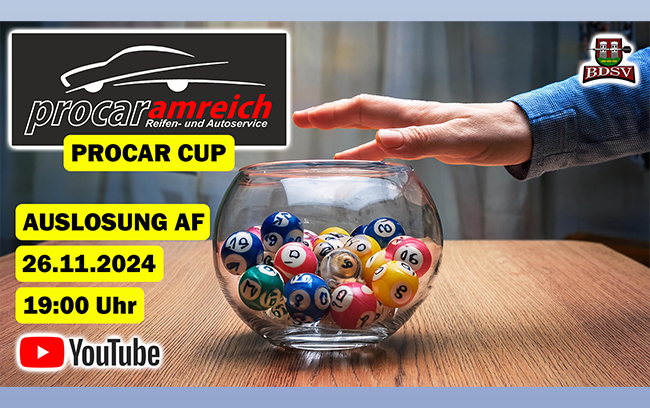 Auslosung Achtelfinale PROCAR CUP 2024/25